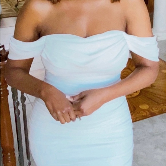 White Chiffon/Rayon Draped Evening Dress Sz10 - Picture 2 of 16